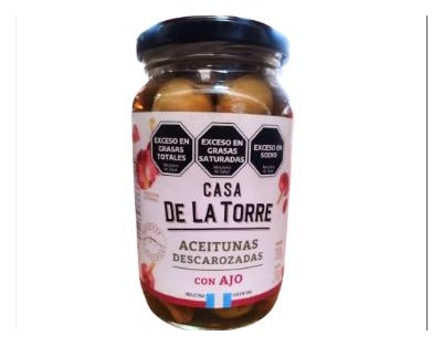 ACEITUNAS VERDES DESCAROZADAS CON AJO 300G - Casa de la Torre