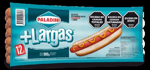 Salchichas Largas x12 900g Envasado - Paladini