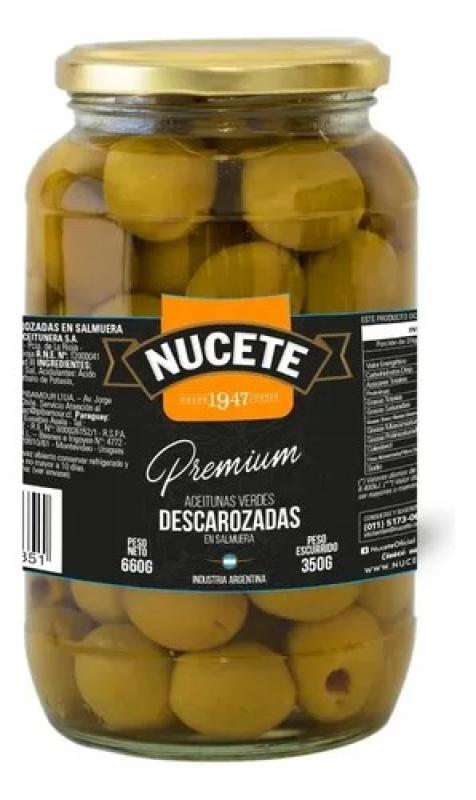 Aceituna Nucete Verde Descarozada Premium 360g